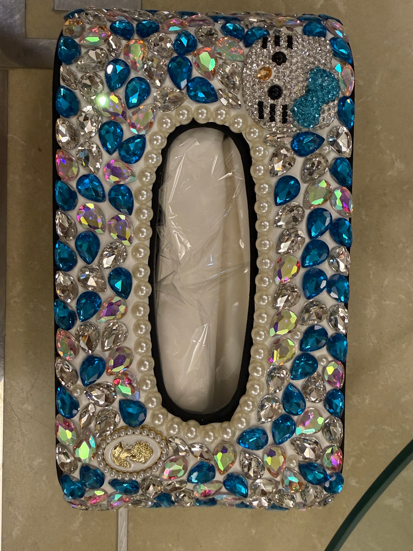 Zyviro Crystal Kitty Luxe Tissue Box Cover