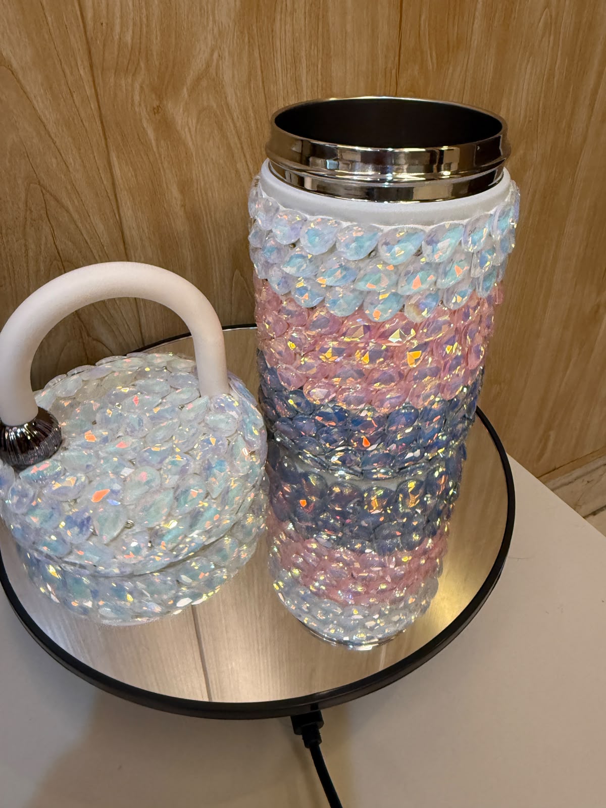 Zyviro Pastel Mermaid Crystal Insulated Tumbler Flask