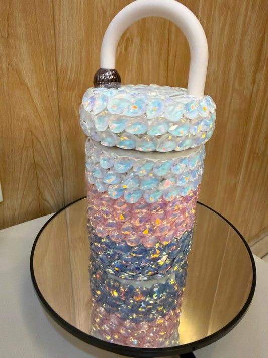Zyviro Pastel Mermaid Crystal Insulated Tumbler Flask
