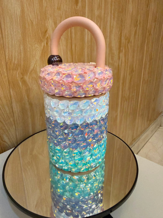 Zyviro Pastel Mermaid Crystal Insulated Tumbler Flask