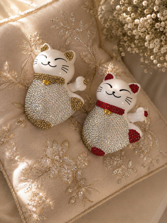 Zyviro Fortune Kitty Crystal Waving Maneki-Neko Figurine