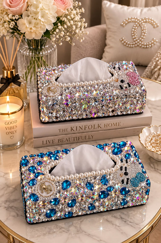 Zyviro Crystal Kitty Luxe Tissue Box Cover
